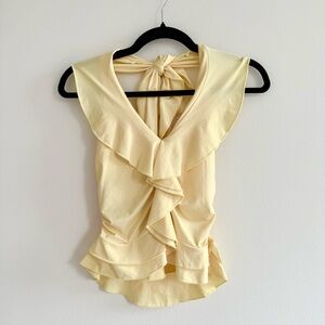 Ruffle Trim Slim Fit Halter Neck Tank Top